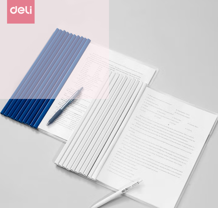得力/deli PP674 文件夹  A4/14mm文件夹抽杆夹学生试卷夹资料册简历产检报告收纳夹 白色PP674